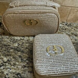 Gold Textured Cosmetic Bag Set